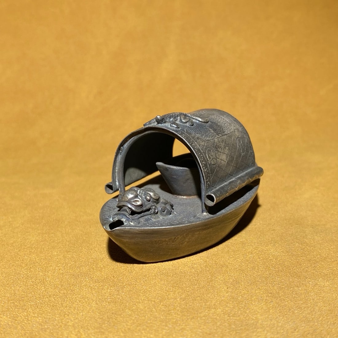 Chinese Pure Silver Boat Yan Di (small cup for adding water to an inkstone) - 6