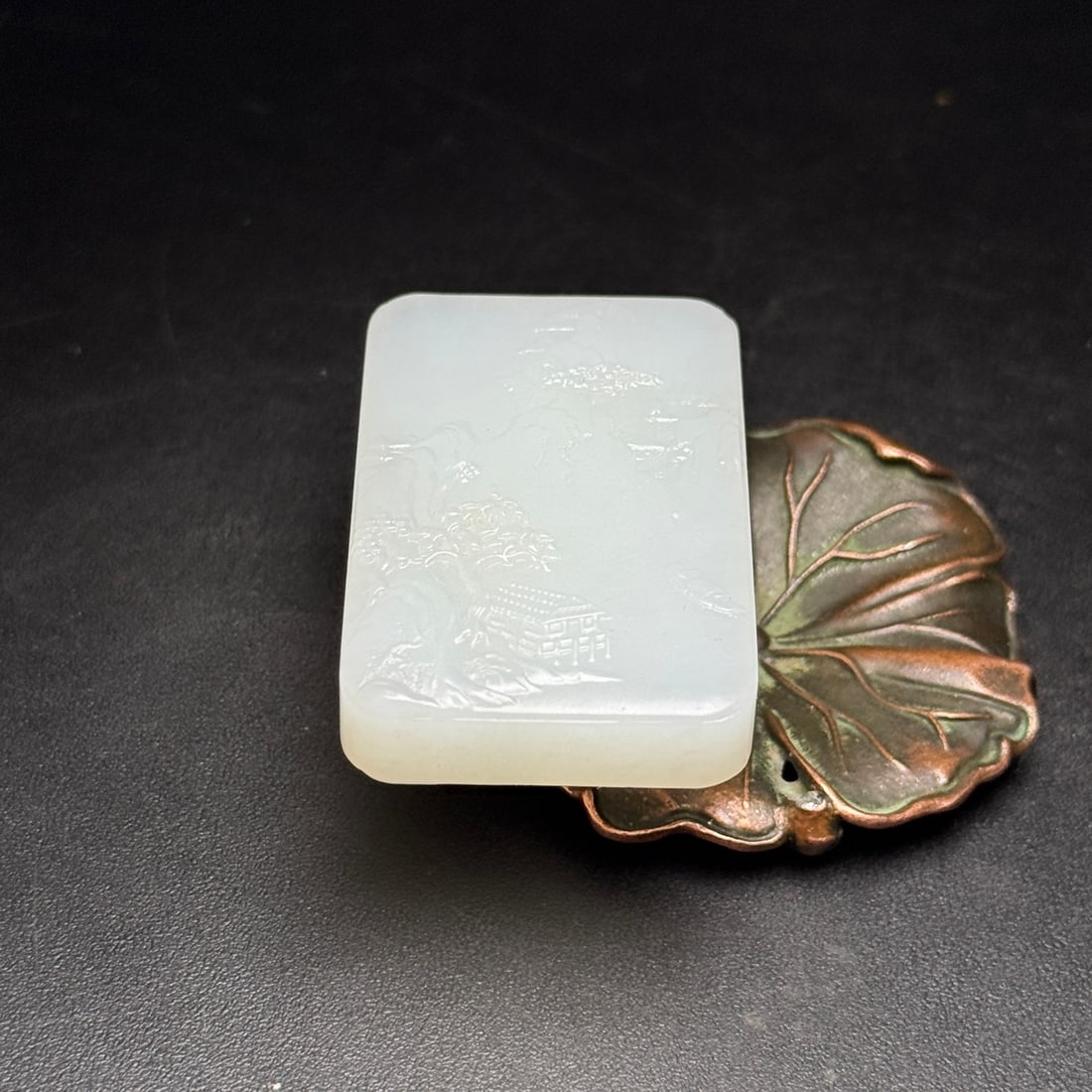 Chinese Hetian Jade Low Relief Mountain River Scene Pendant - 6