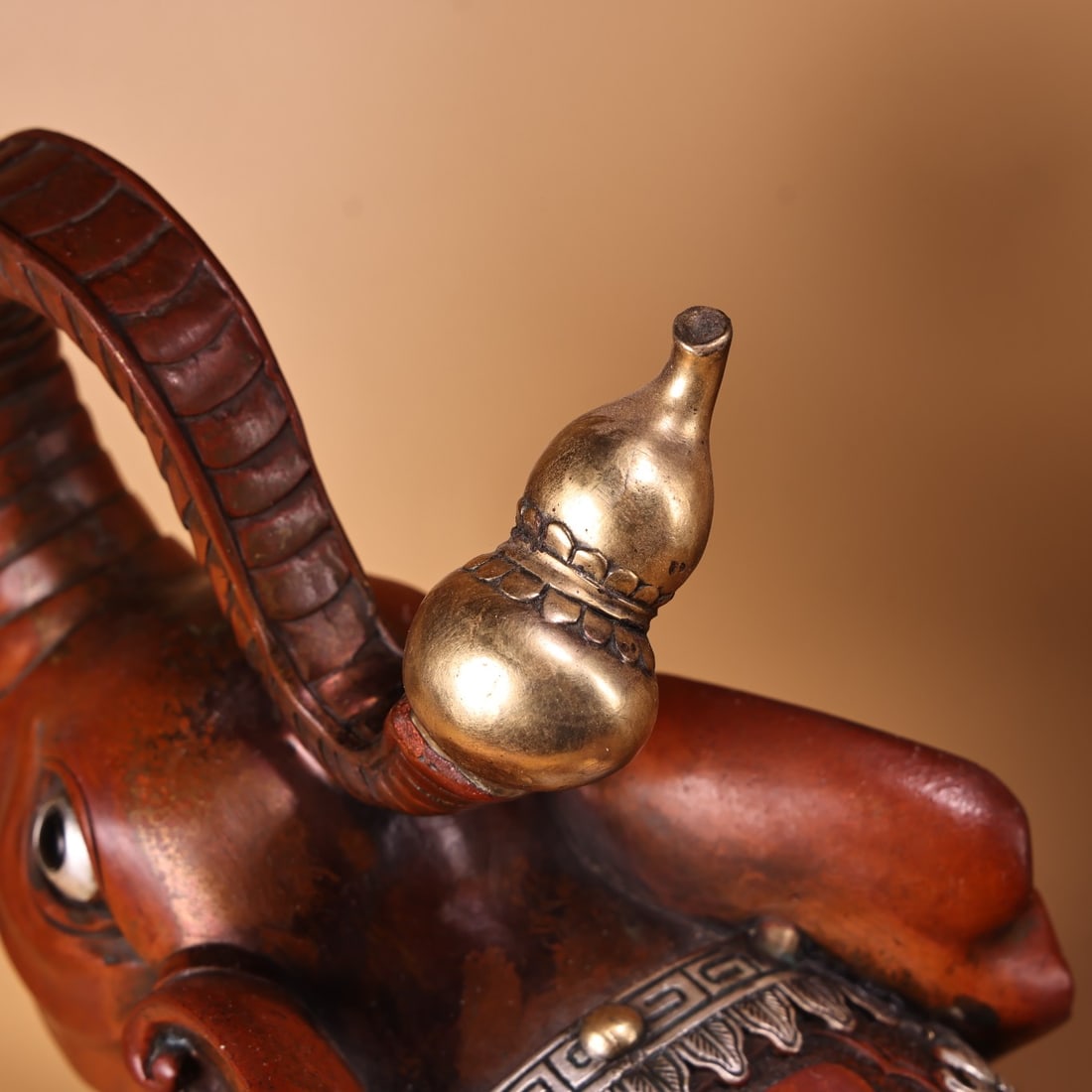 Vintage Chinese Silver Plated Gilt Gold Copper Elephant Statue - 8