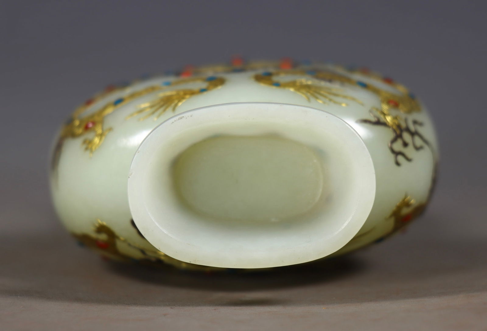 Chinese Gilt Gold Silver Inlay Hetian Jade Fortune Dragon Vase - 9