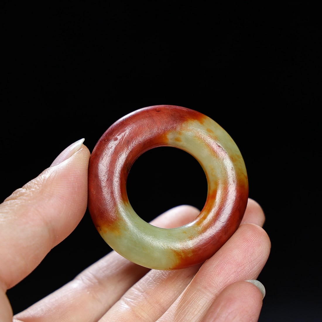 Vintage Chinese Hetian Jade Carved Lucky Ring Pendant - 2