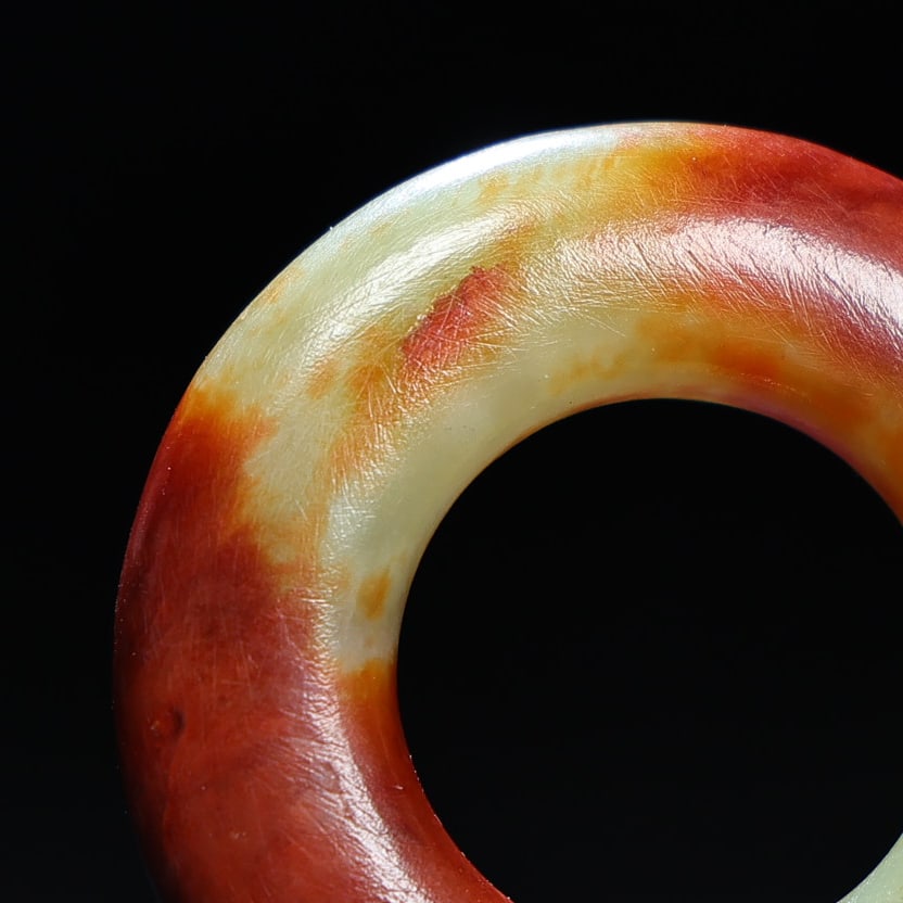 Vintage Chinese Hetian Jade Carved Lucky Ring Pendant - 5