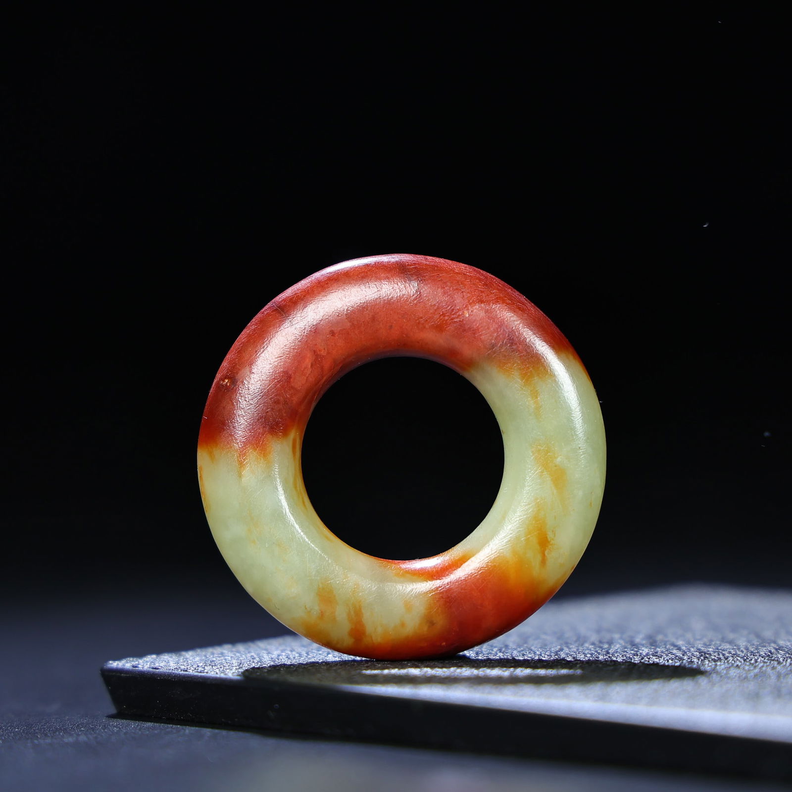 Vintage Chinese Hetian Jade Carved Lucky Ring Pendant - 8