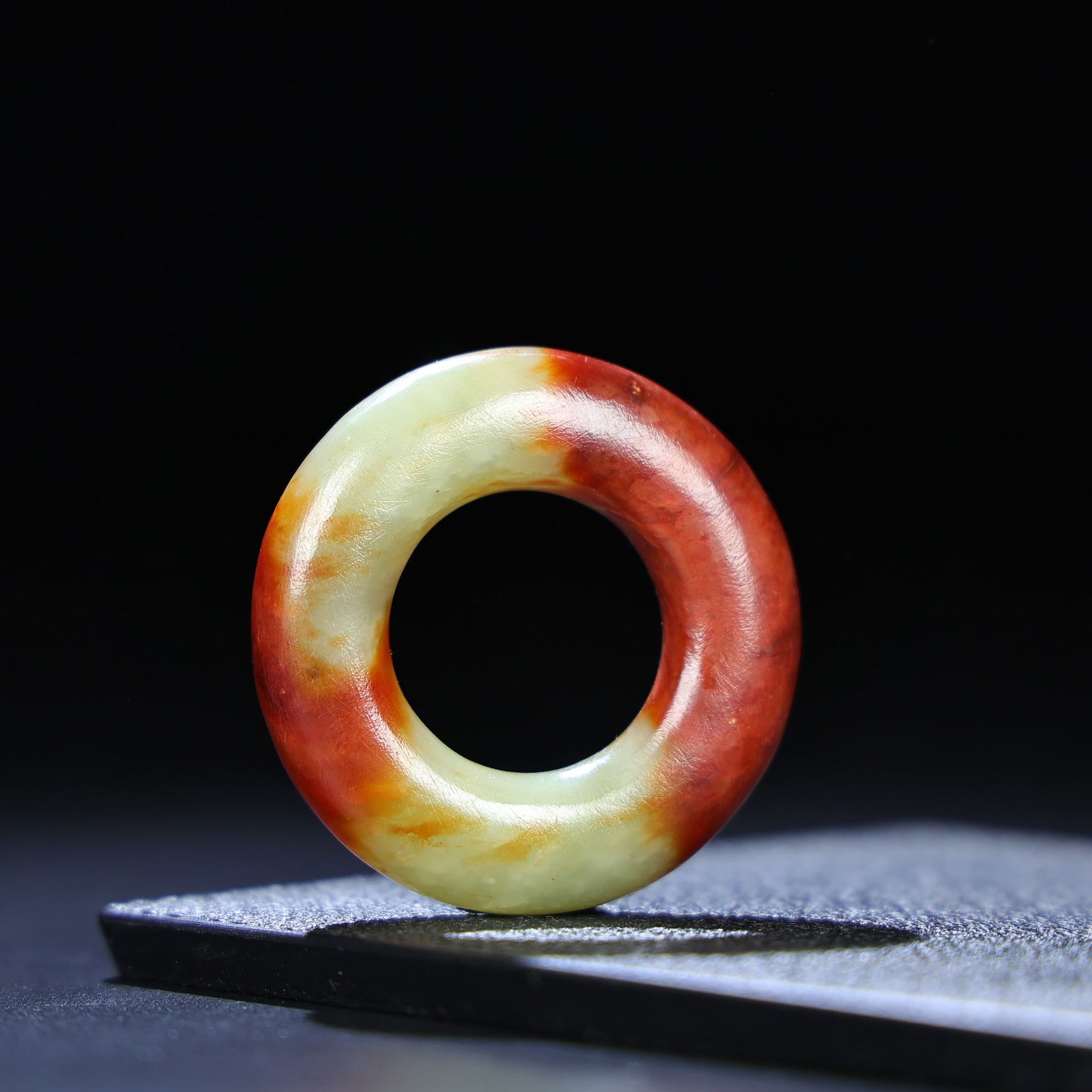 Vintage Chinese Hetian Jade Carved Lucky Ring Pendant - 9