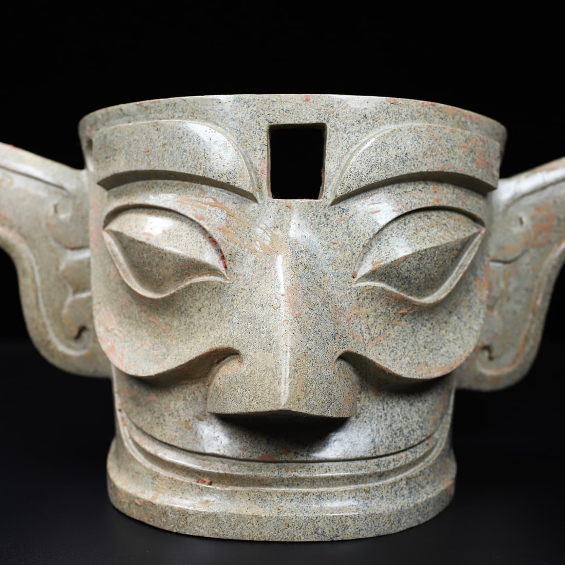 Vintage Chinese Hetian Jade Carved Figure Mask Statue - 2