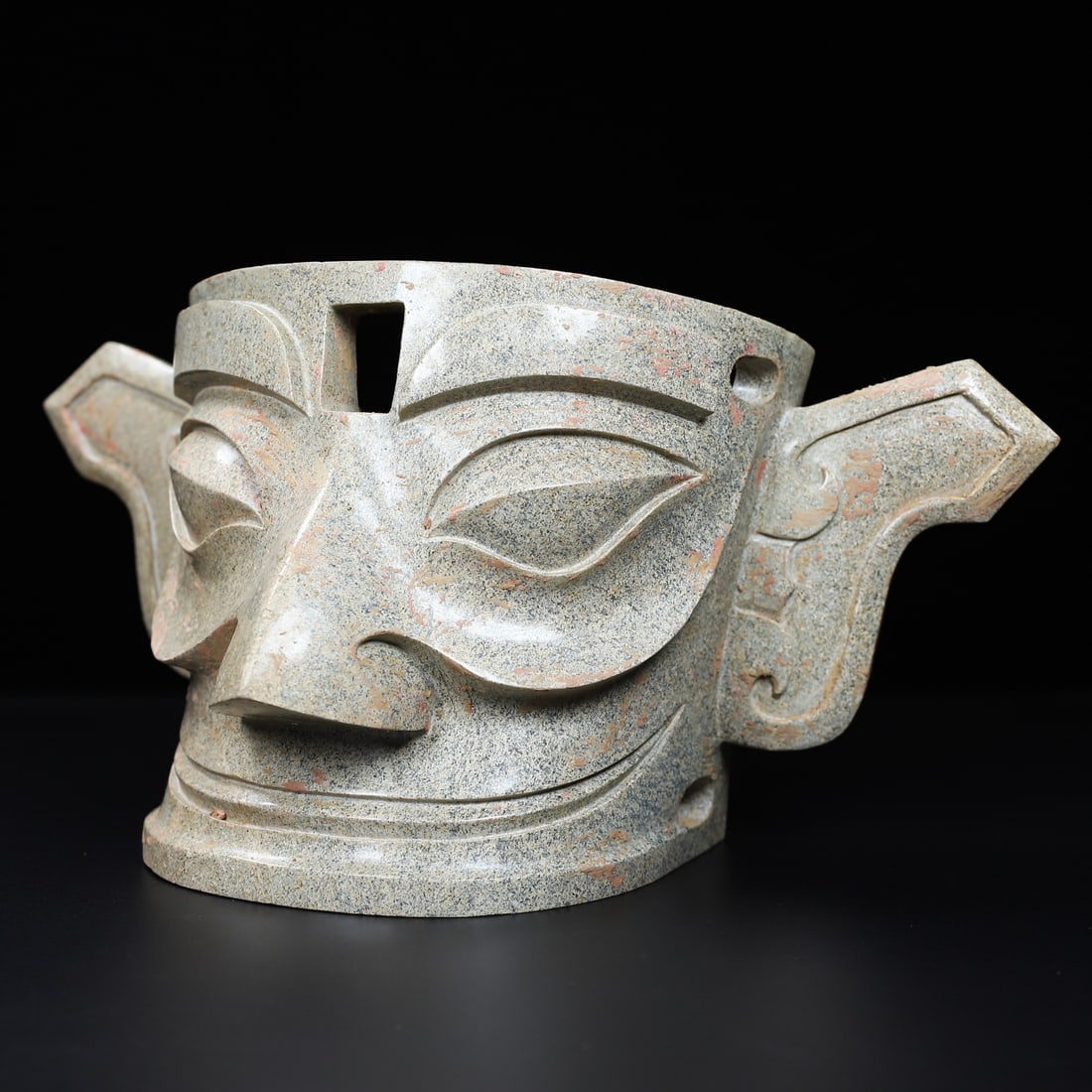 Vintage Chinese Hetian Jade Carved Figure Mask Statue - 3