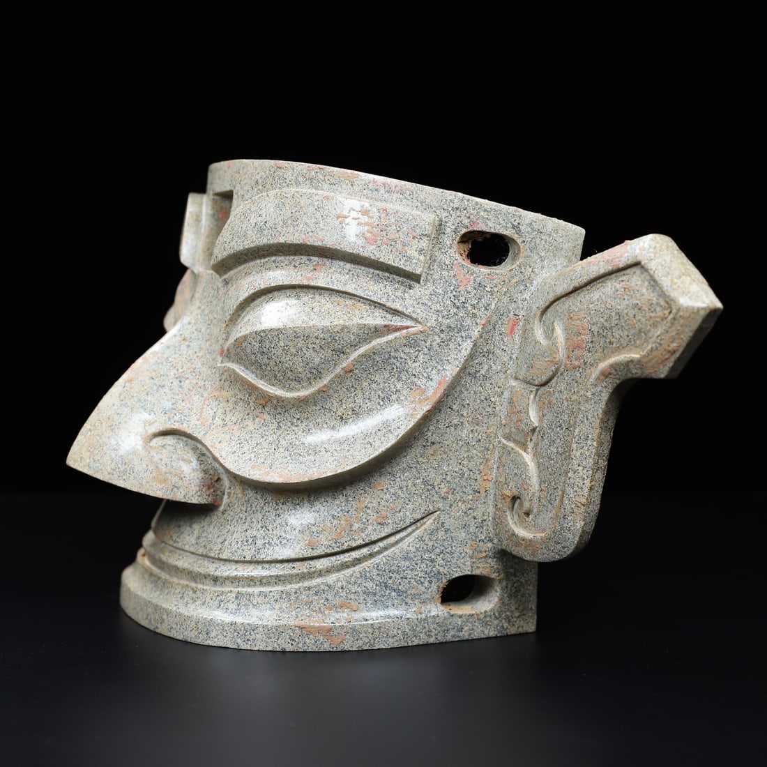 Vintage Chinese Hetian Jade Carved Figure Mask Statue - 4