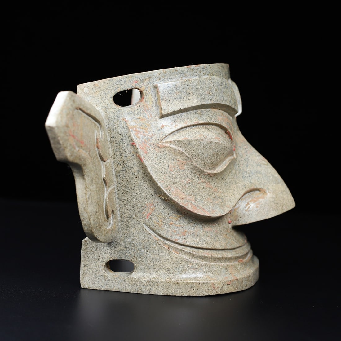 Vintage Chinese Hetian Jade Carved Figure Mask Statue - 6