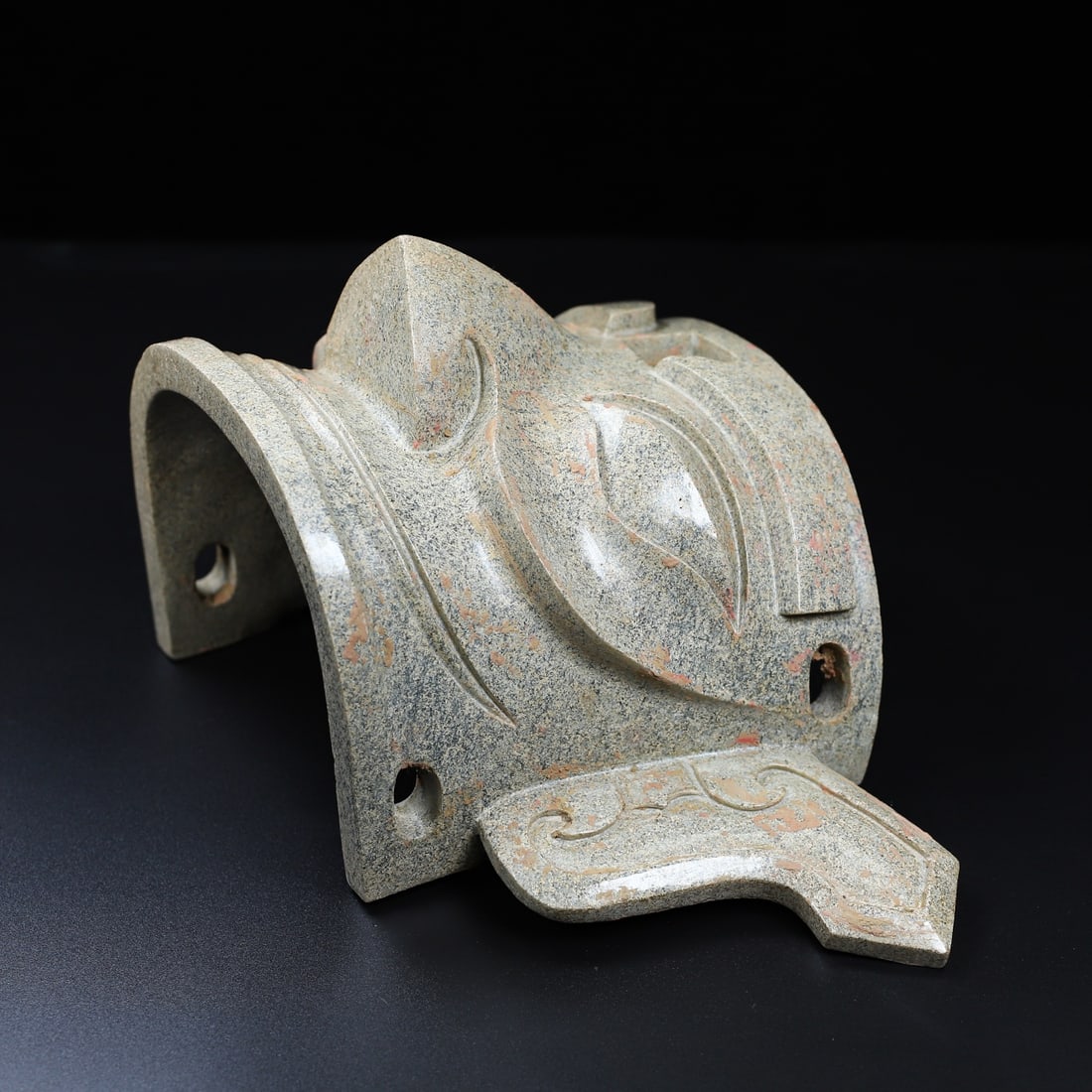 Vintage Chinese Hetian Jade Carved Figure Mask Statue - 8