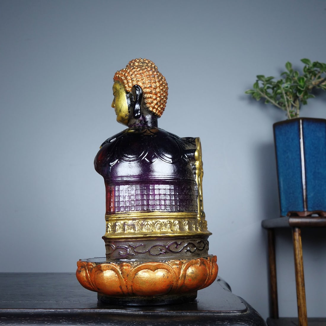 Vintage Chinese Peking Glass Shrines & Buddha Staute - 6