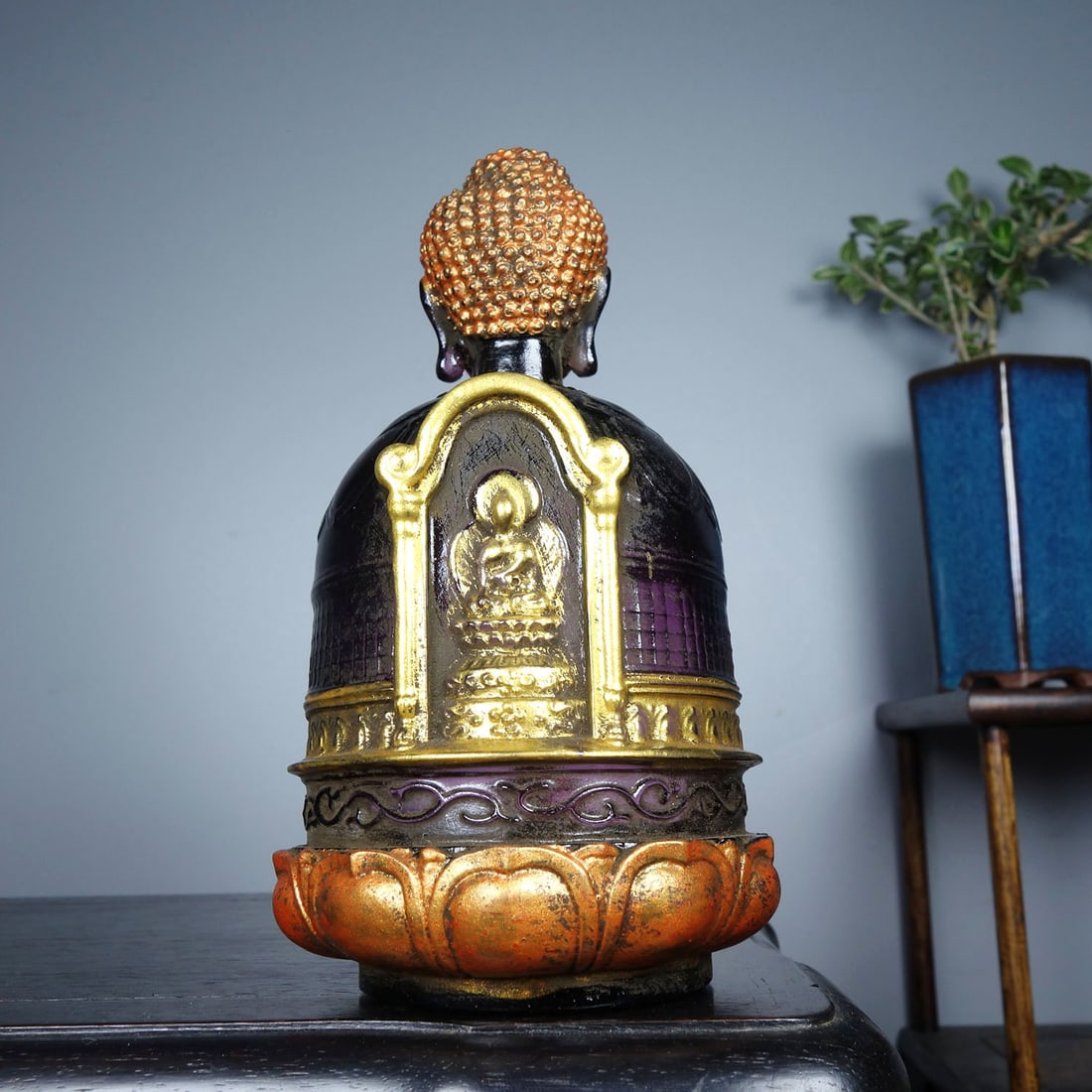 Vintage Chinese Peking Glass Shrines & Buddha Staute - 7