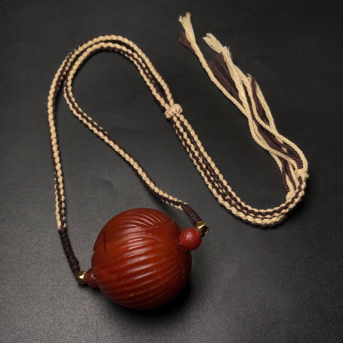 Chinese Red Agate Ball Pendant - 2