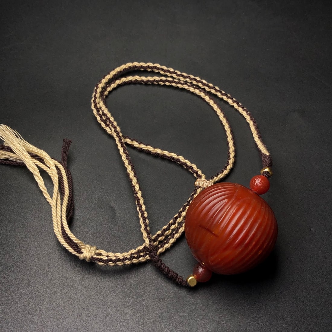 Chinese Red Agate Ball Pendant - 3