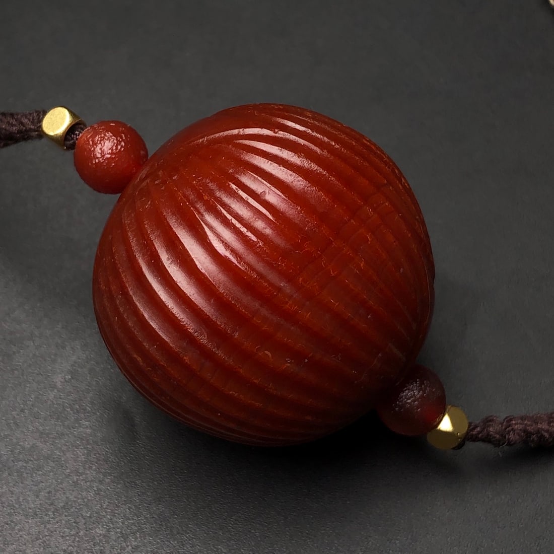 Chinese Red Agate Ball Pendant - 5