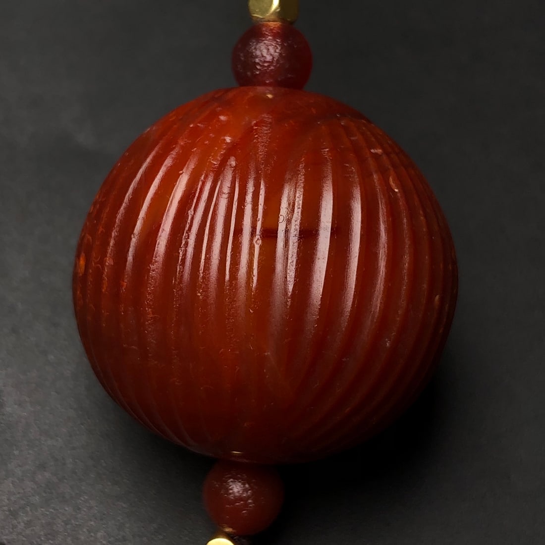 Chinese Red Agate Ball Pendant - 6