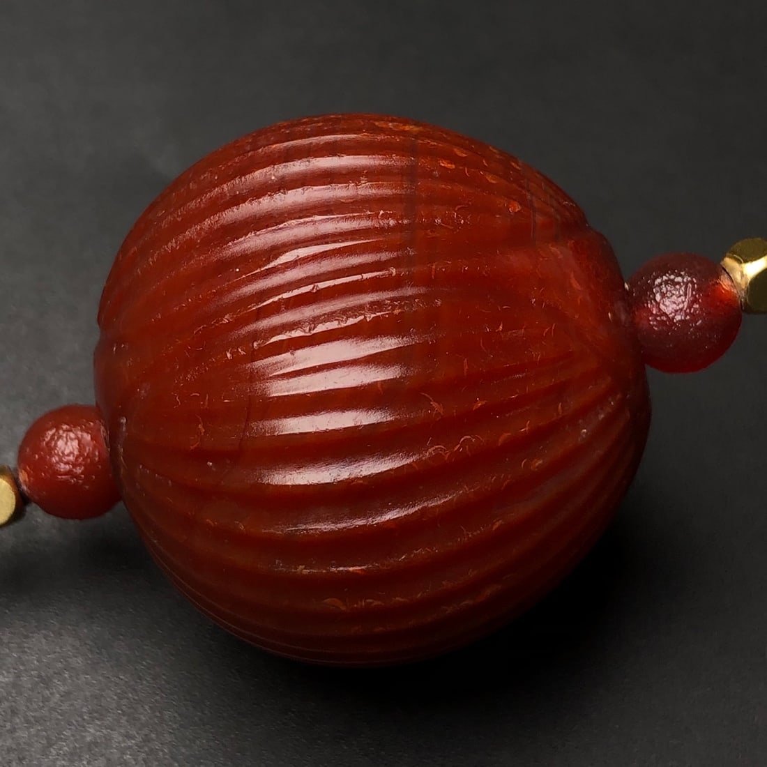 Chinese Red Agate Ball Pendant - 8