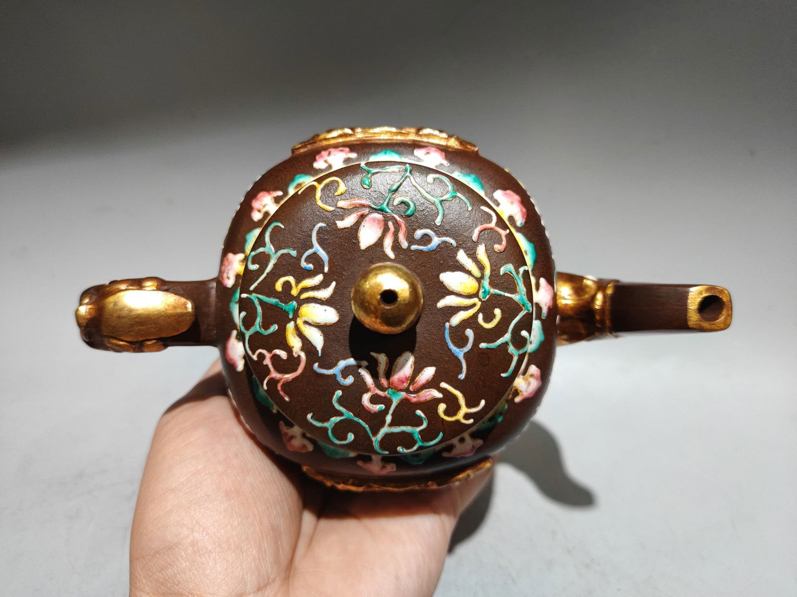 Hand Drawn Chinese Gilt Gold Yixing Zisha Clay Dragon Teapot - 6