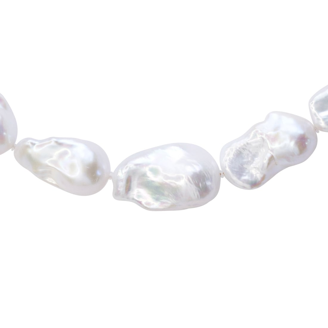 Extra Large White Baroque Pearl & 18k Gold Necklace II - 4