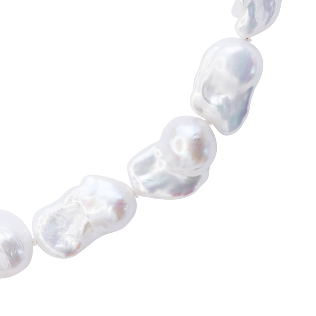 Extra Large White Baroque Pearl & 18k Gold Necklace II - 5