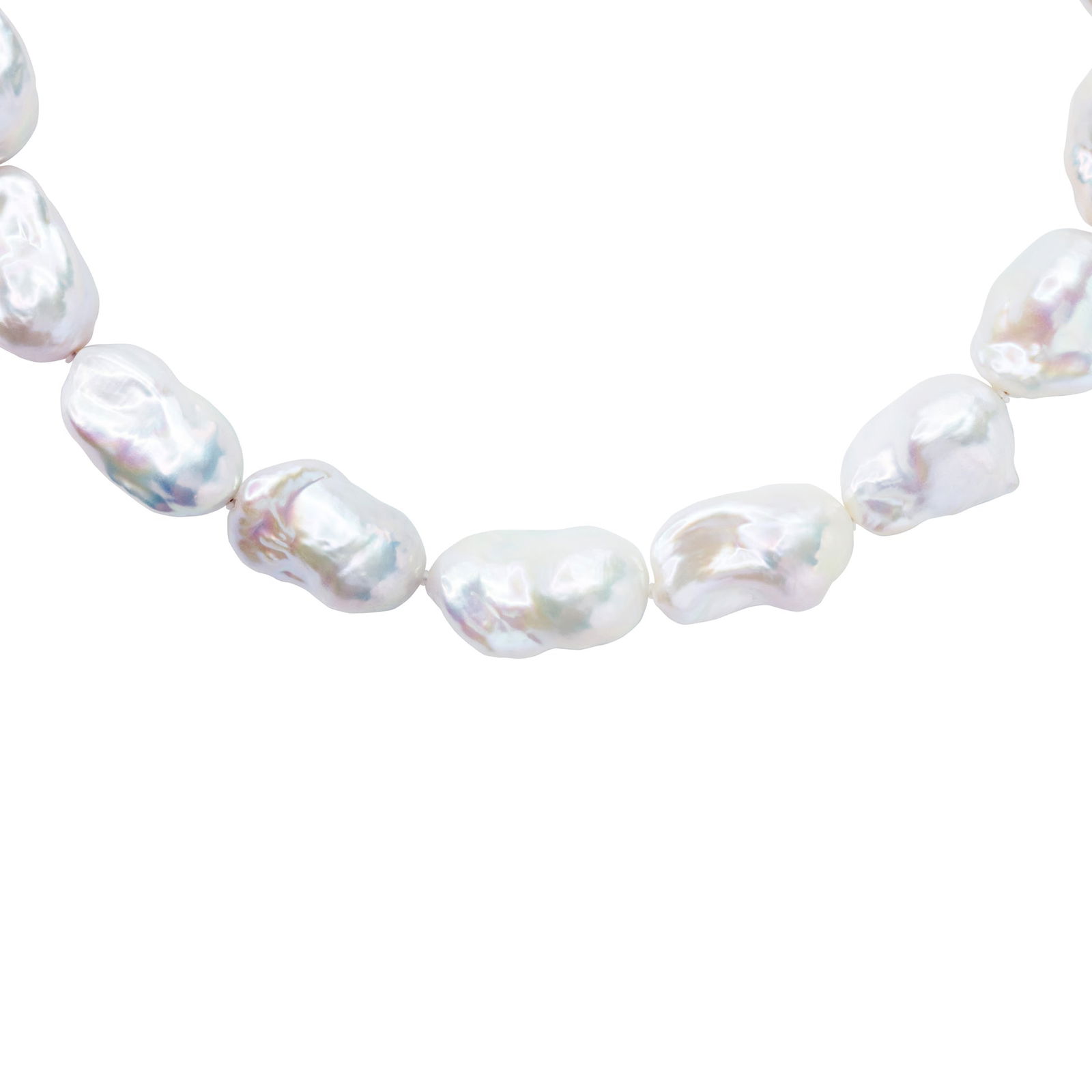 Extra Large White Baroque Pearl & 18k Gold Necklace II - 6