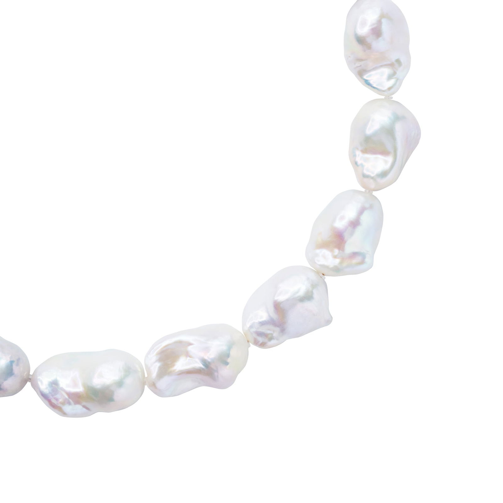 Extra Large White Baroque Pearl & 18k Gold Necklace II - 7