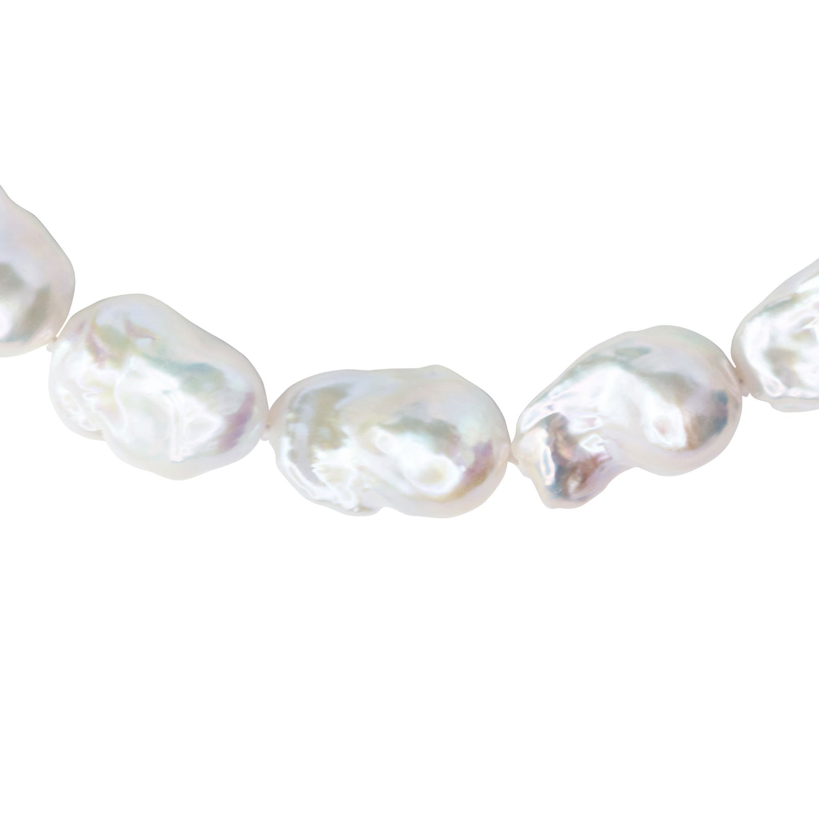 Extra Large White Baroque Pearl & 18k Gold Necklace II - 9