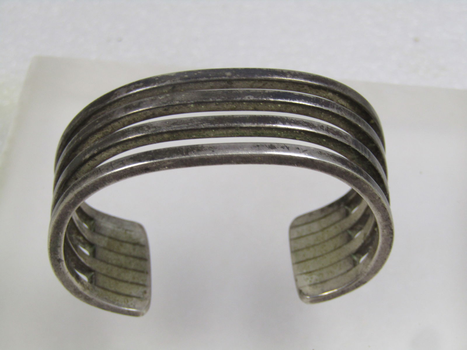 Vintage Sterling Modernist Four Banded Cuff Bracelet, 6", Signed Michel Plumai - 5
