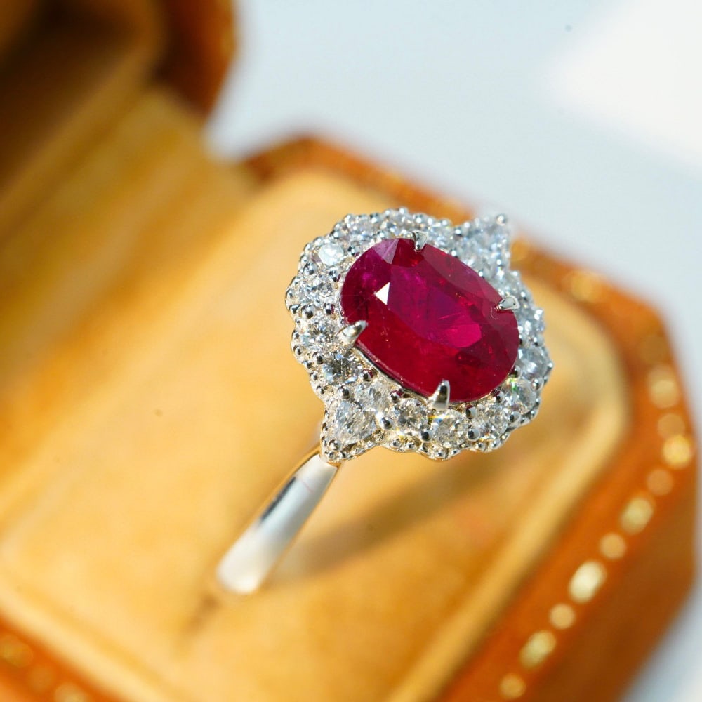14K GOLD 1.1 CT NATURAL RUBY & DIAMOND RING - 4