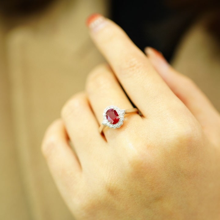 14K GOLD 1.1 CT NATURAL RUBY & DIAMOND RING - 6