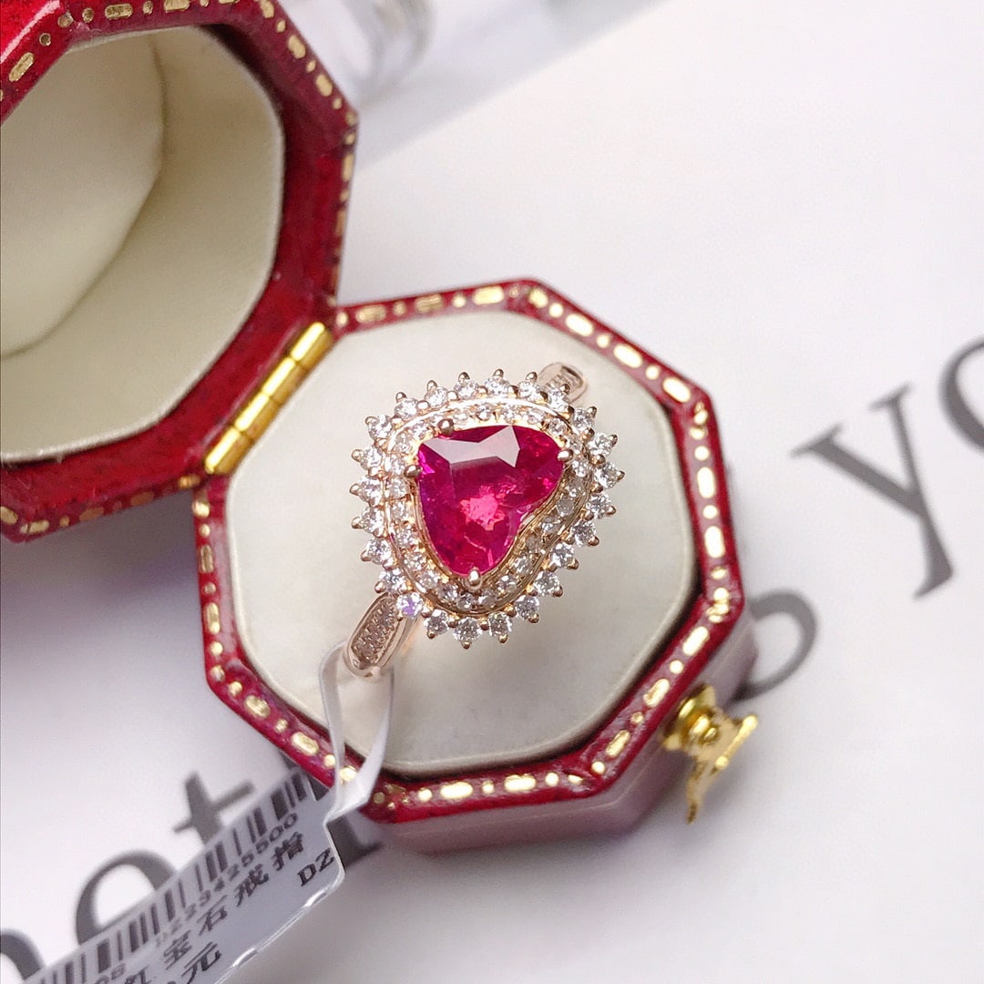 14K GOLD 1.10 CT NATURAL RUBY & DIAMOND RING - 3