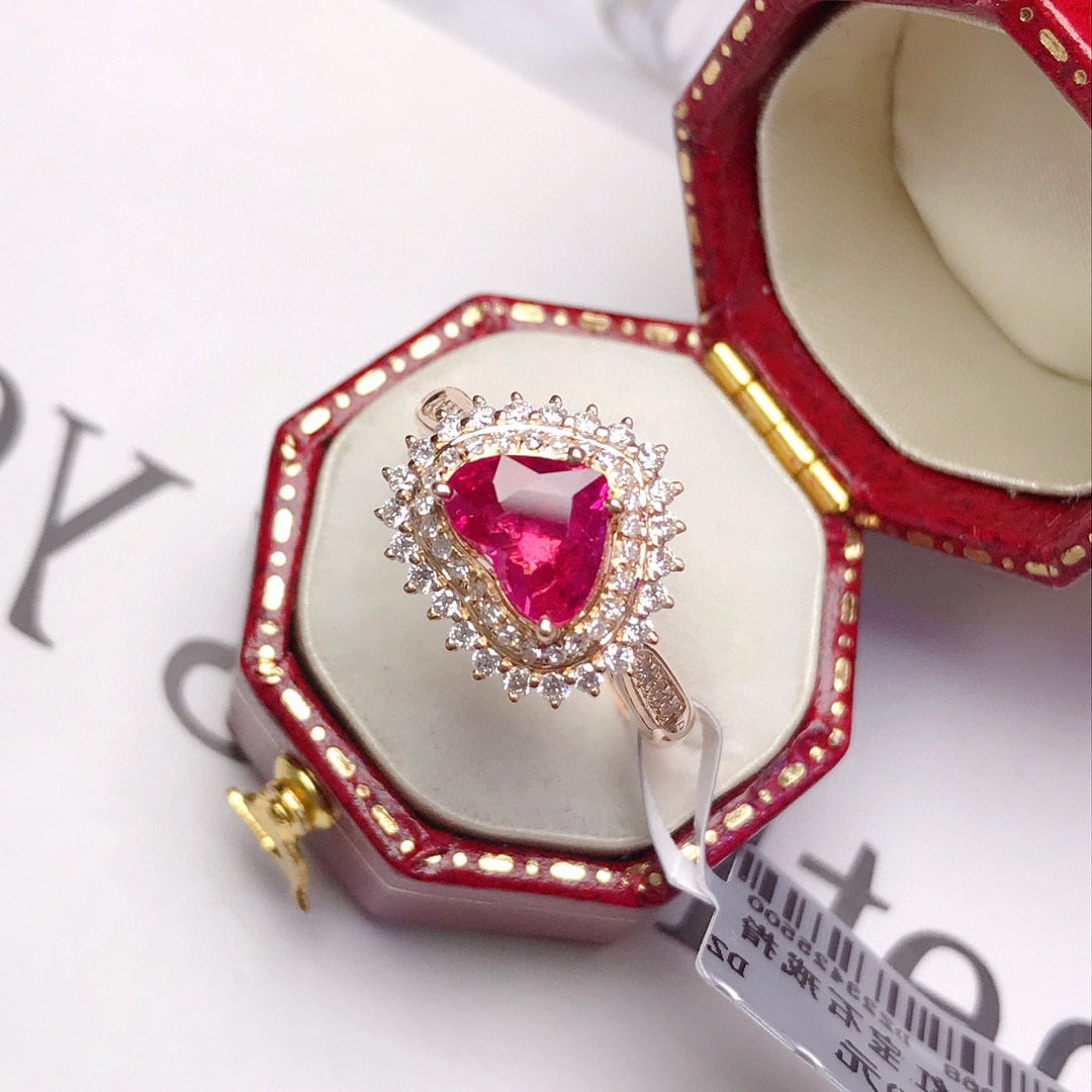 14K GOLD 1.10 CT NATURAL RUBY & DIAMOND RING - 4