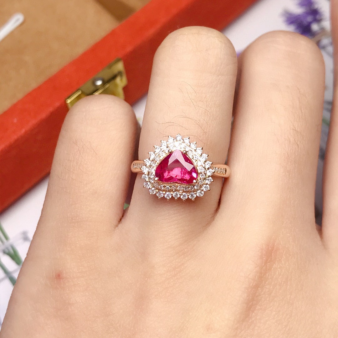 14K GOLD 1.10 CT NATURAL RUBY & DIAMOND RING - 5