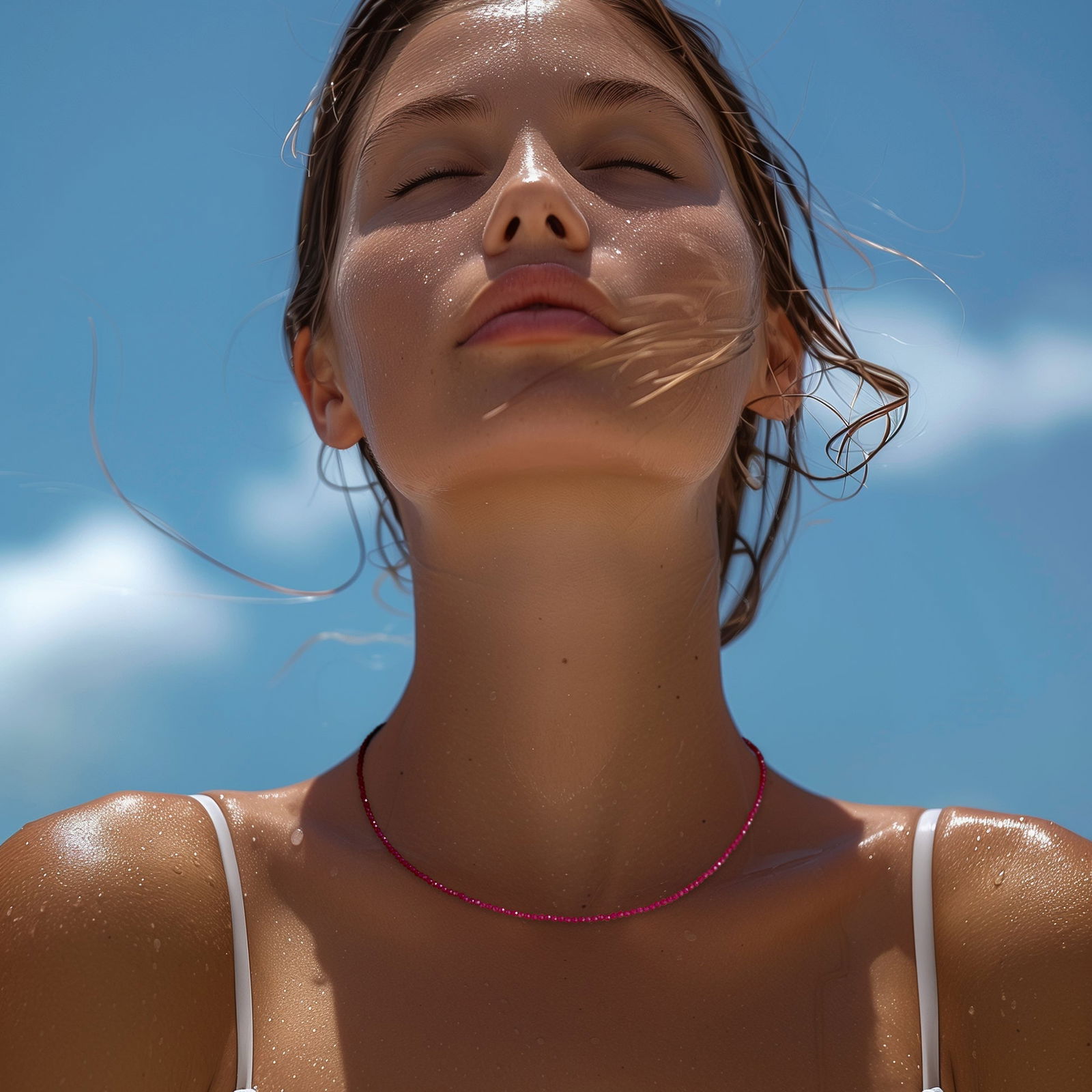 Tiny Ruby 14K Gold Necklace - 2