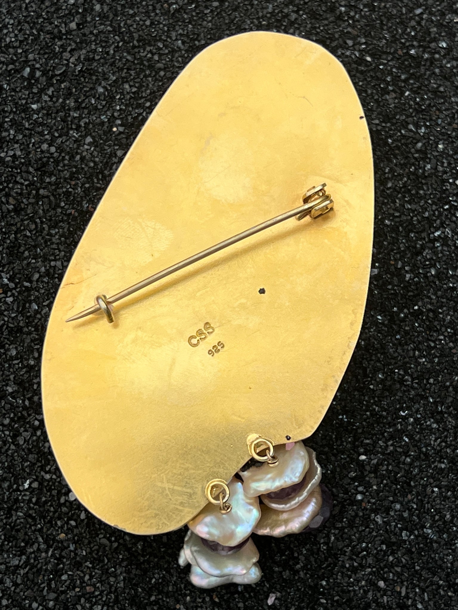 Callista Shell Brooch with Coral Cabochons and Seastar - 4