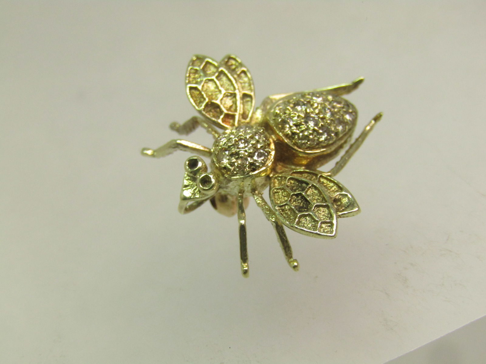 Vintage 14kt Diamond Bee Brooch/Pendant, 1970's, 22 Diamonds - 2
