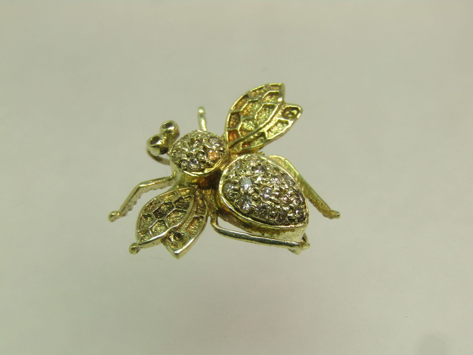 Vintage 14kt Diamond Bee Brooch/Pendant, 1970's, 22 Diamonds - 4