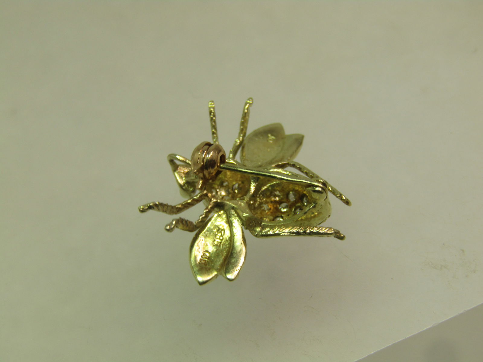 Vintage 14kt Diamond Bee Brooch/Pendant, 1970's, 22 Diamonds - 5