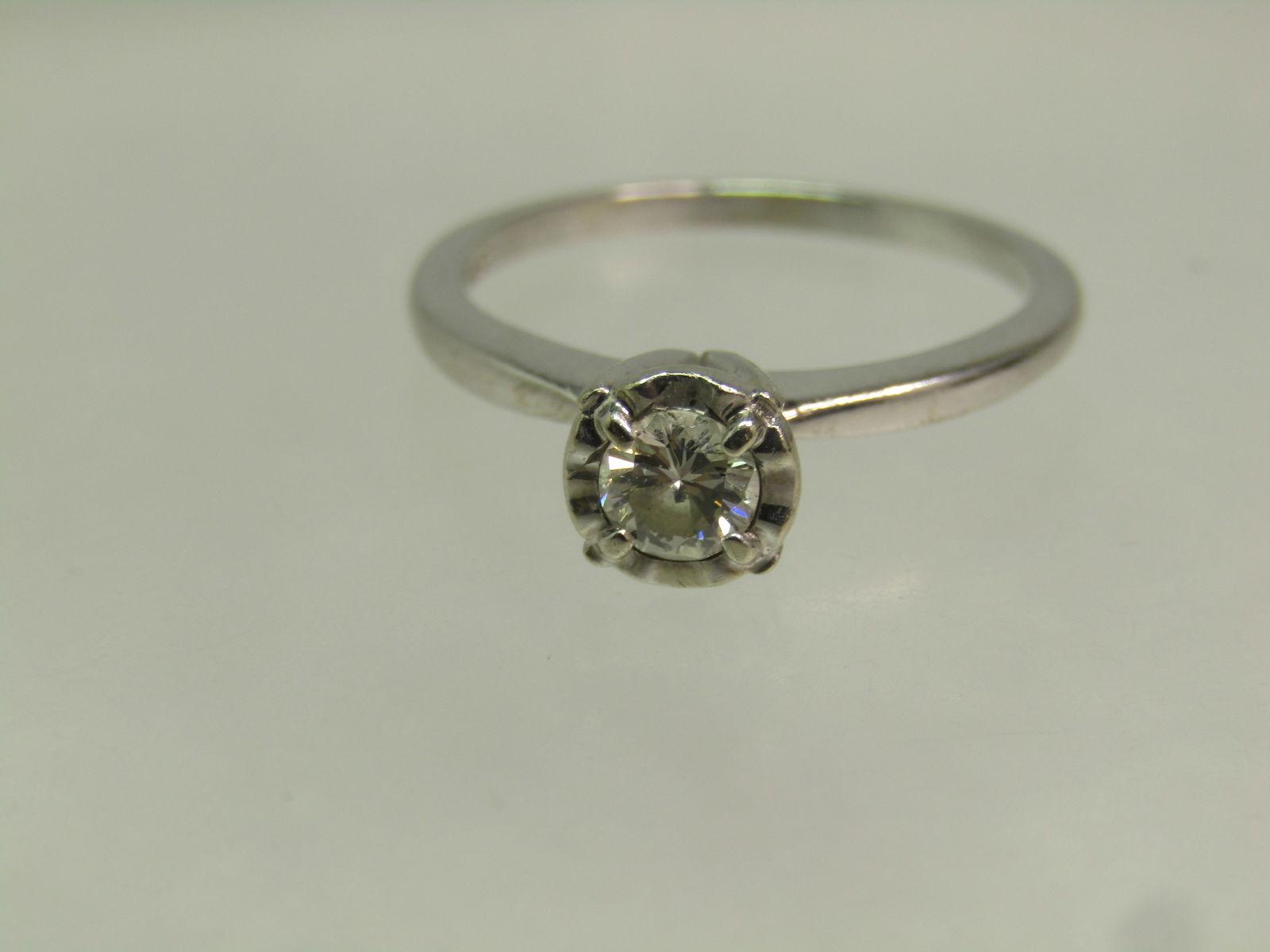 Vintage 14kt Diamond Engagement Ring, Sz. 8.25 White Gold, .27 CTW, 1950's-1960's - 4