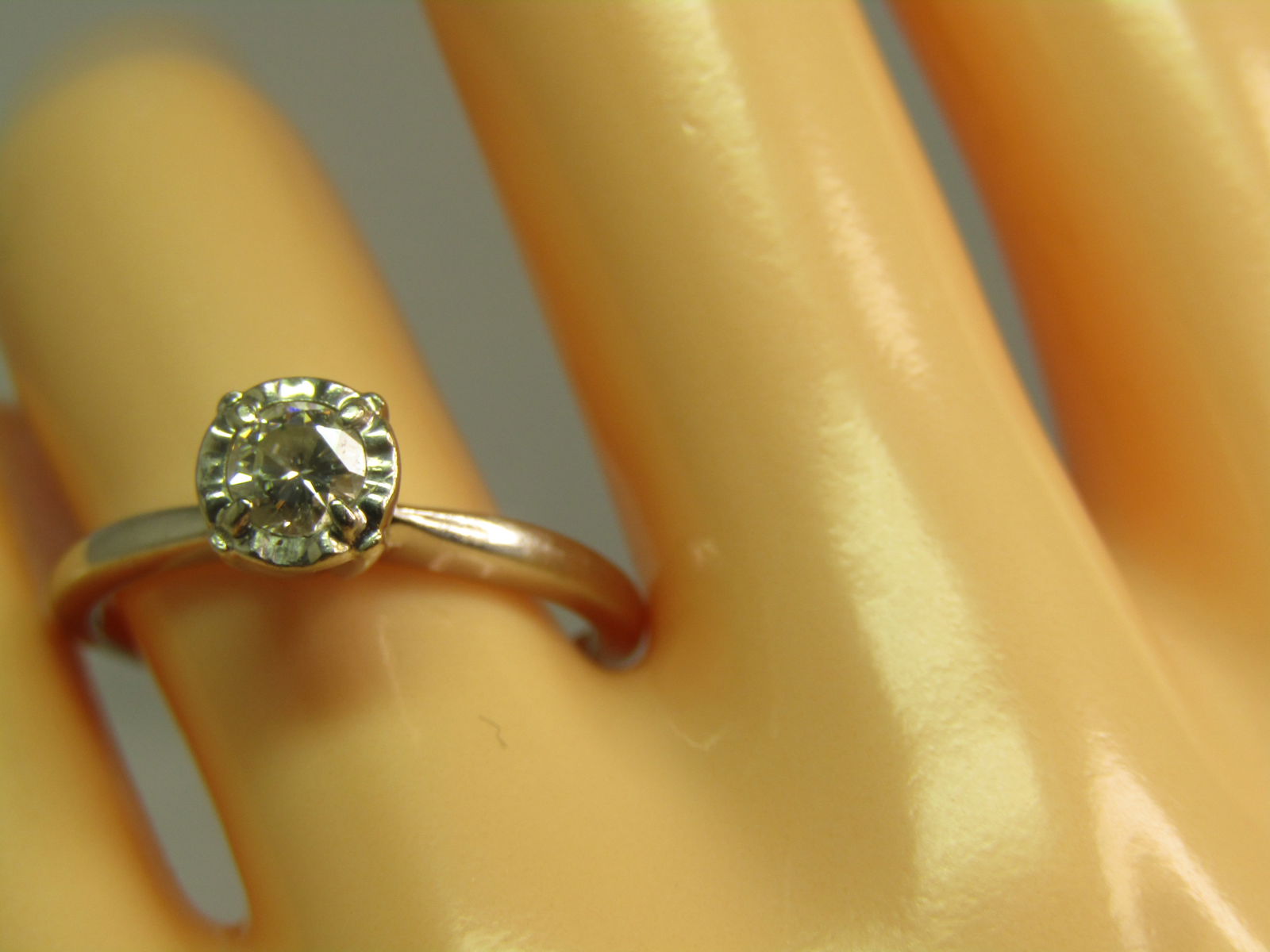 Vintage 14kt Diamond Engagement Ring, Sz. 8.25 White Gold, .27 CTW, 1950's-1960's - 8
