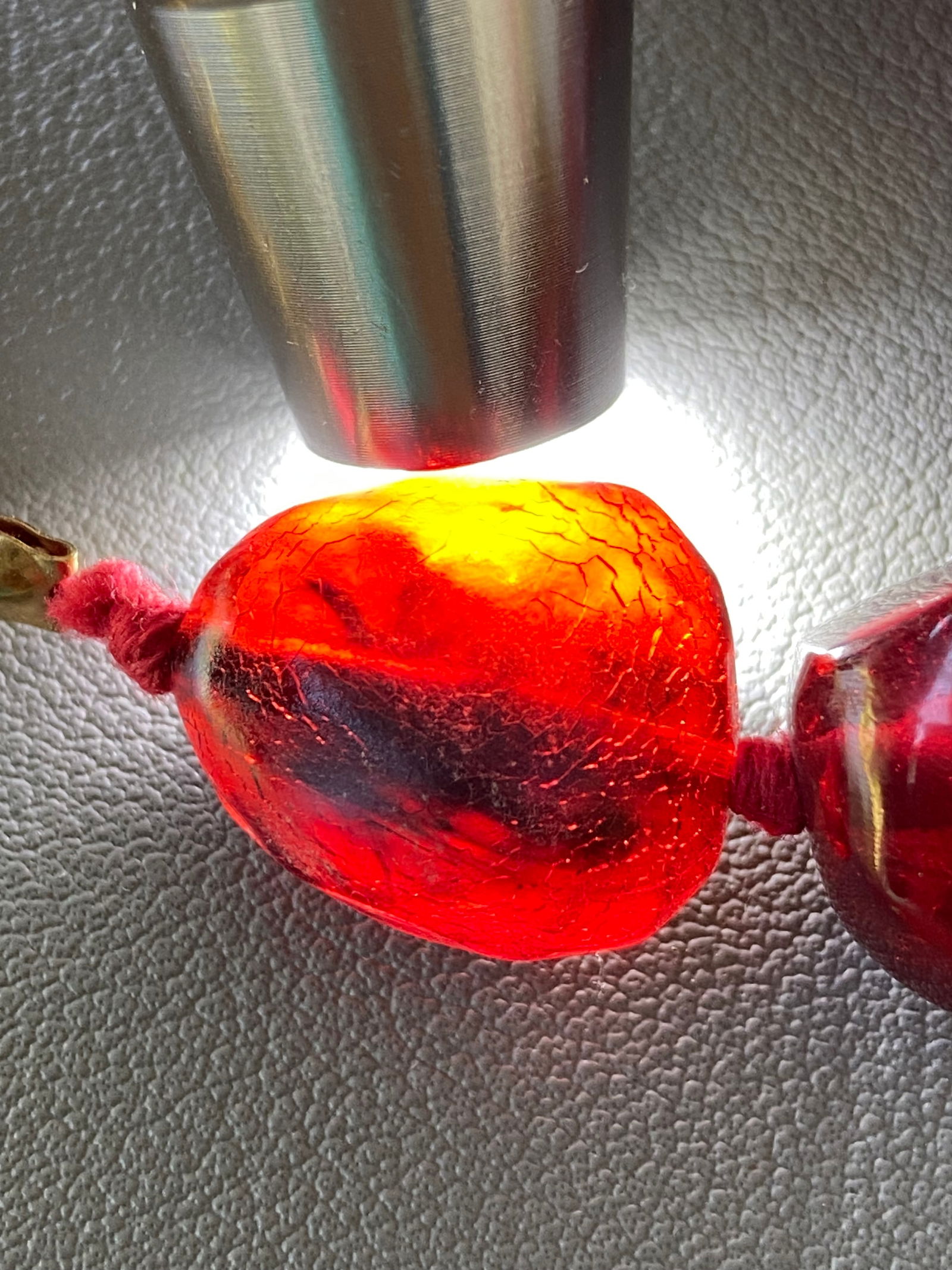 Vintage 1930s Celluloid Cherry Amber Graduated Faceted Bead Necklace – 56cm / 85g - 12