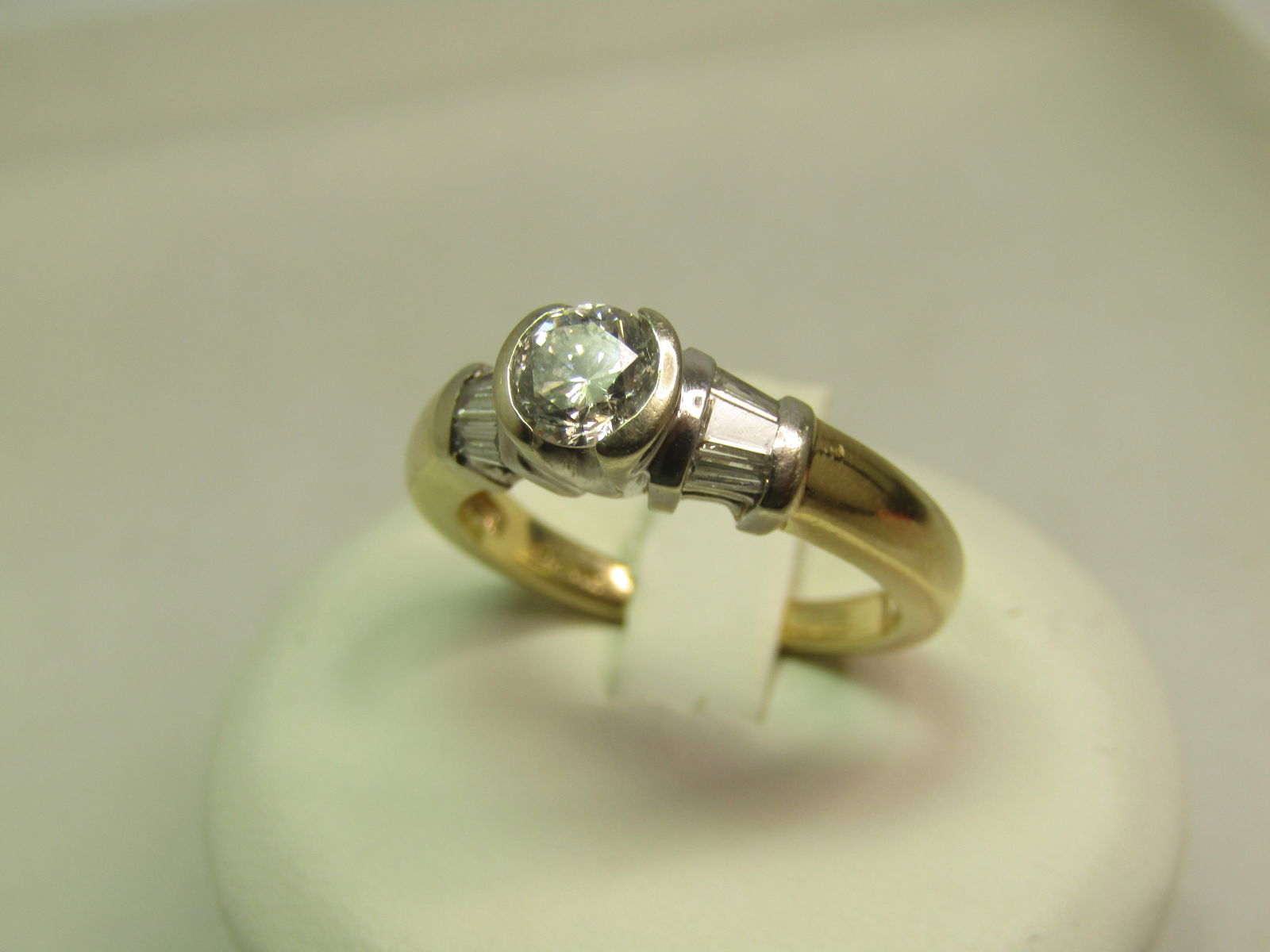 14kt White/Yellow Gold Diamond Engagement Ring, Sz. 6.75, Signed WIC, 1990's - 3
