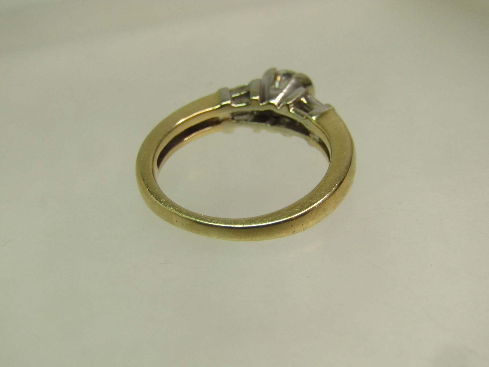 14kt White/Yellow Gold Diamond Engagement Ring, Sz. 6.75, Signed WIC, 1990's - 6