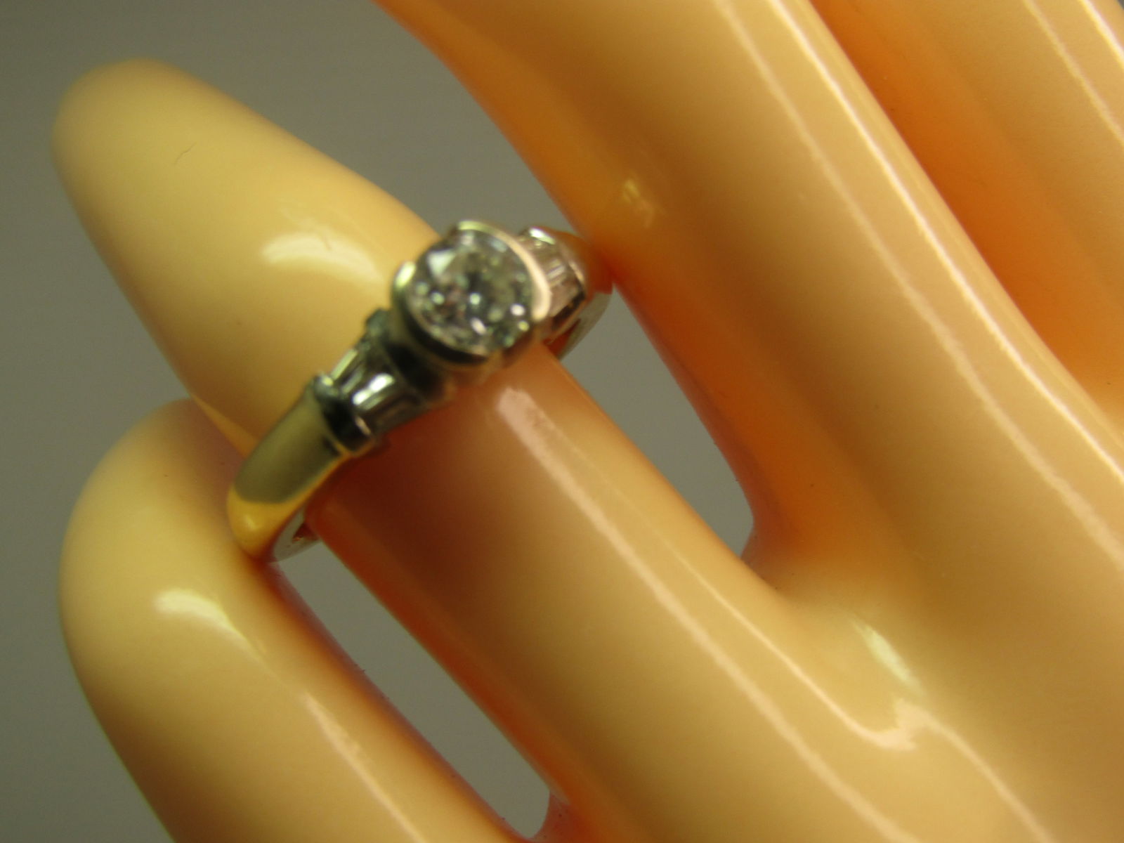 14kt White/Yellow Gold Diamond Engagement Ring, Sz. 6.75, Signed WIC, 1990's - 8