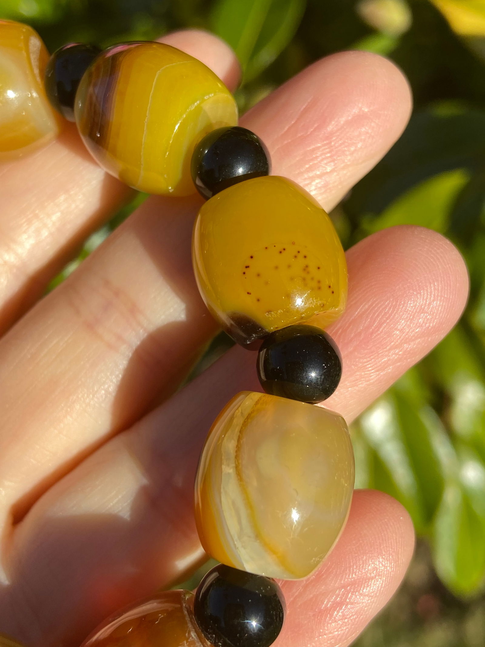 Vintage Tibetan Natural Yellow Agate Amulet Bracelet - 4