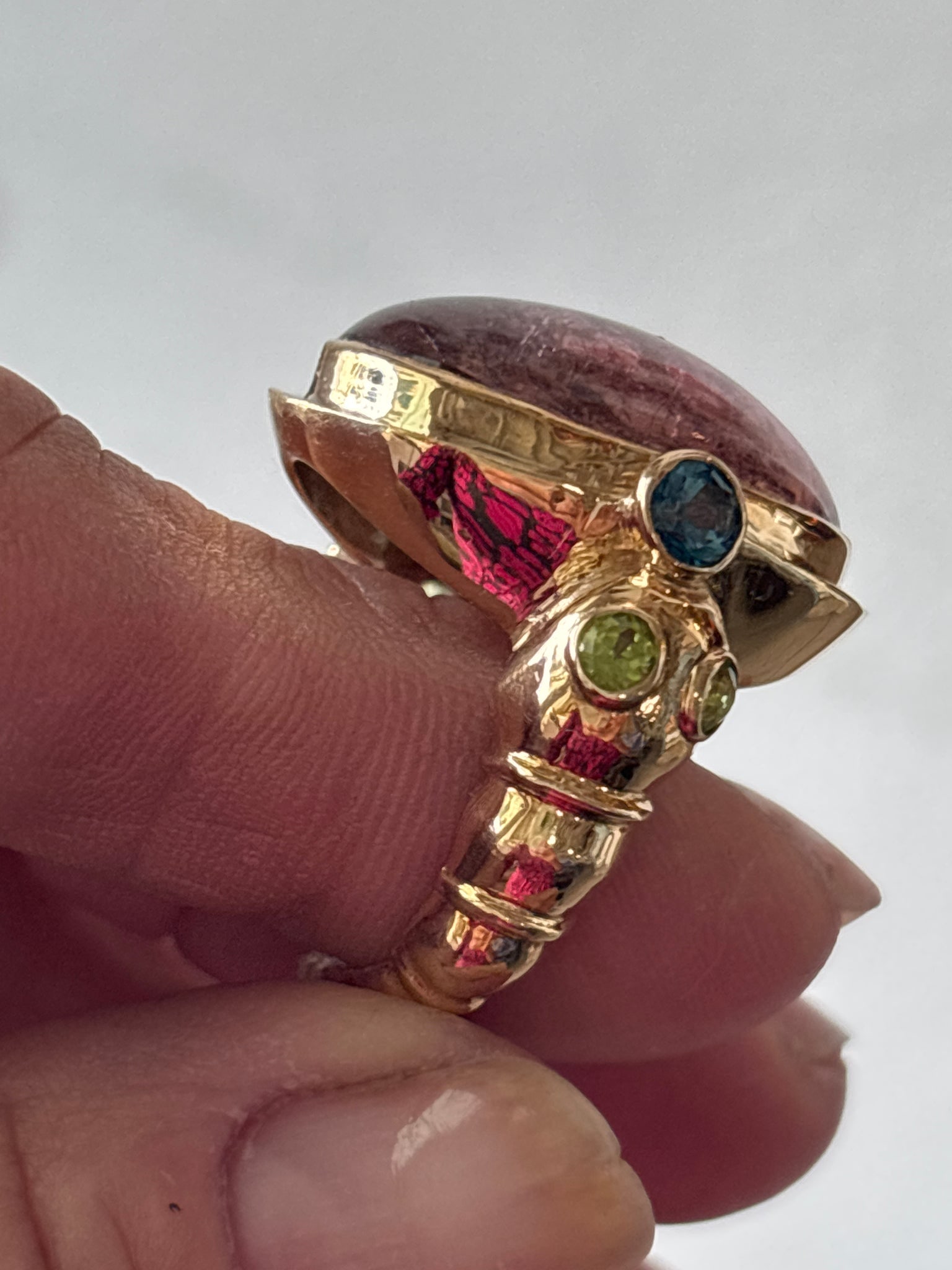 14K Pink Tourmaline Easter Island Ring - 2