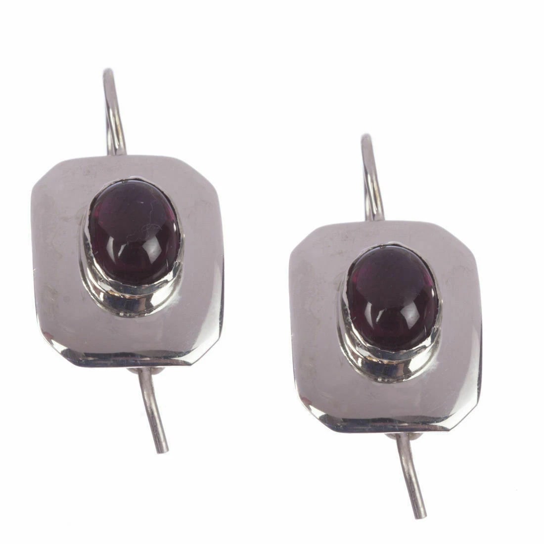 Sterling Silver Red Garnet Cabochon Earrings Alberto Juan (1 of 5)