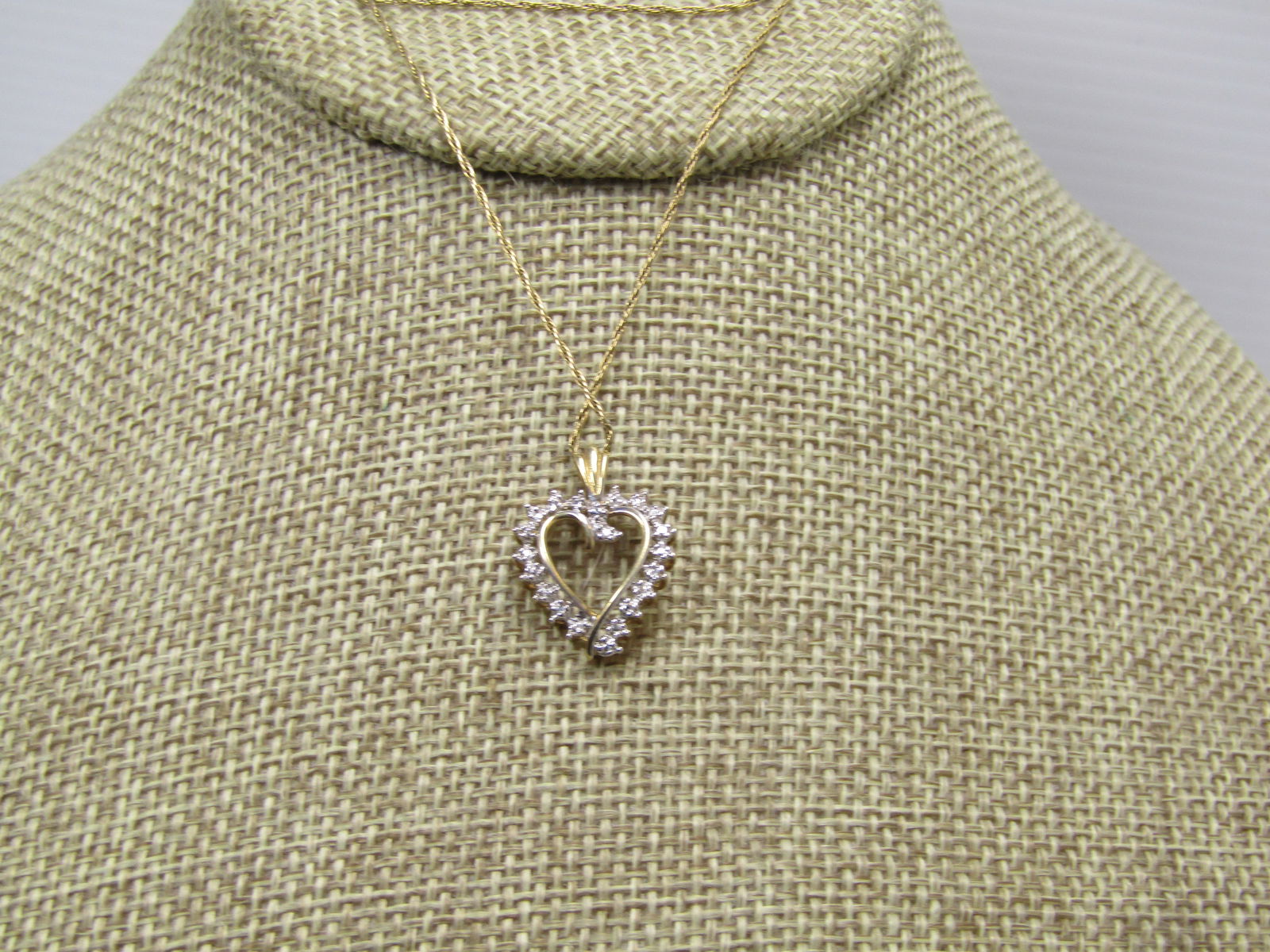 Vintage Diamond Heart Necklace, 19", Signed, 1970's-1980's - 3