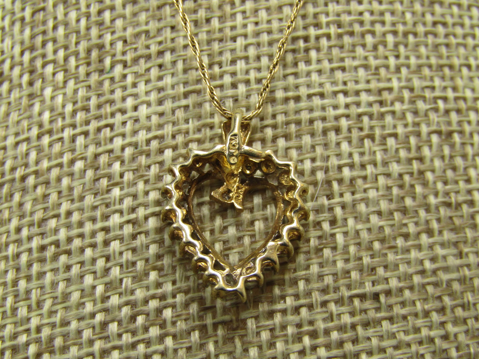 Vintage Diamond Heart Necklace, 19", Signed, 1970's-1980's - 4