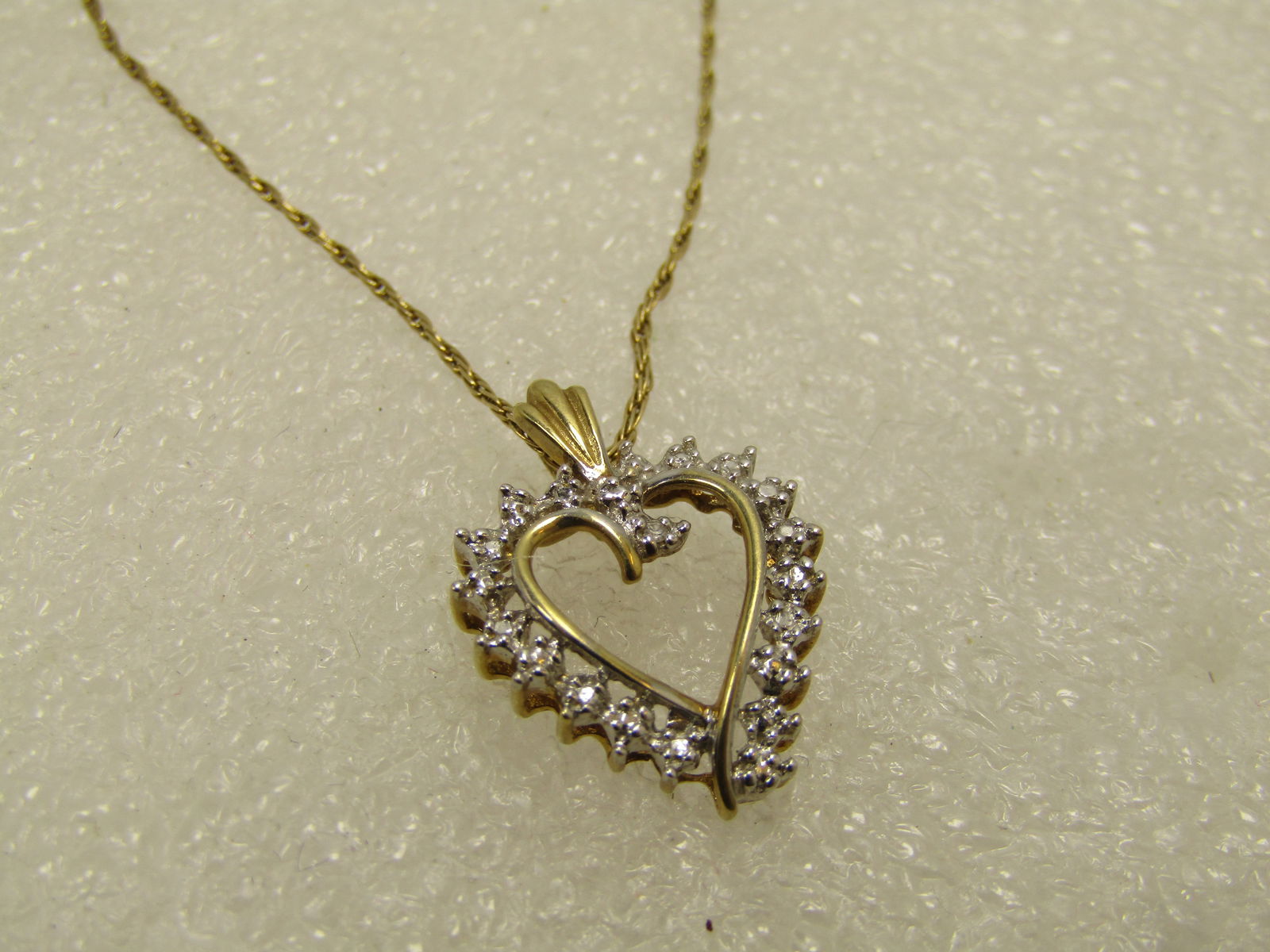 Vintage Diamond Heart Necklace, 19", Signed, 1970's-1980's - 5