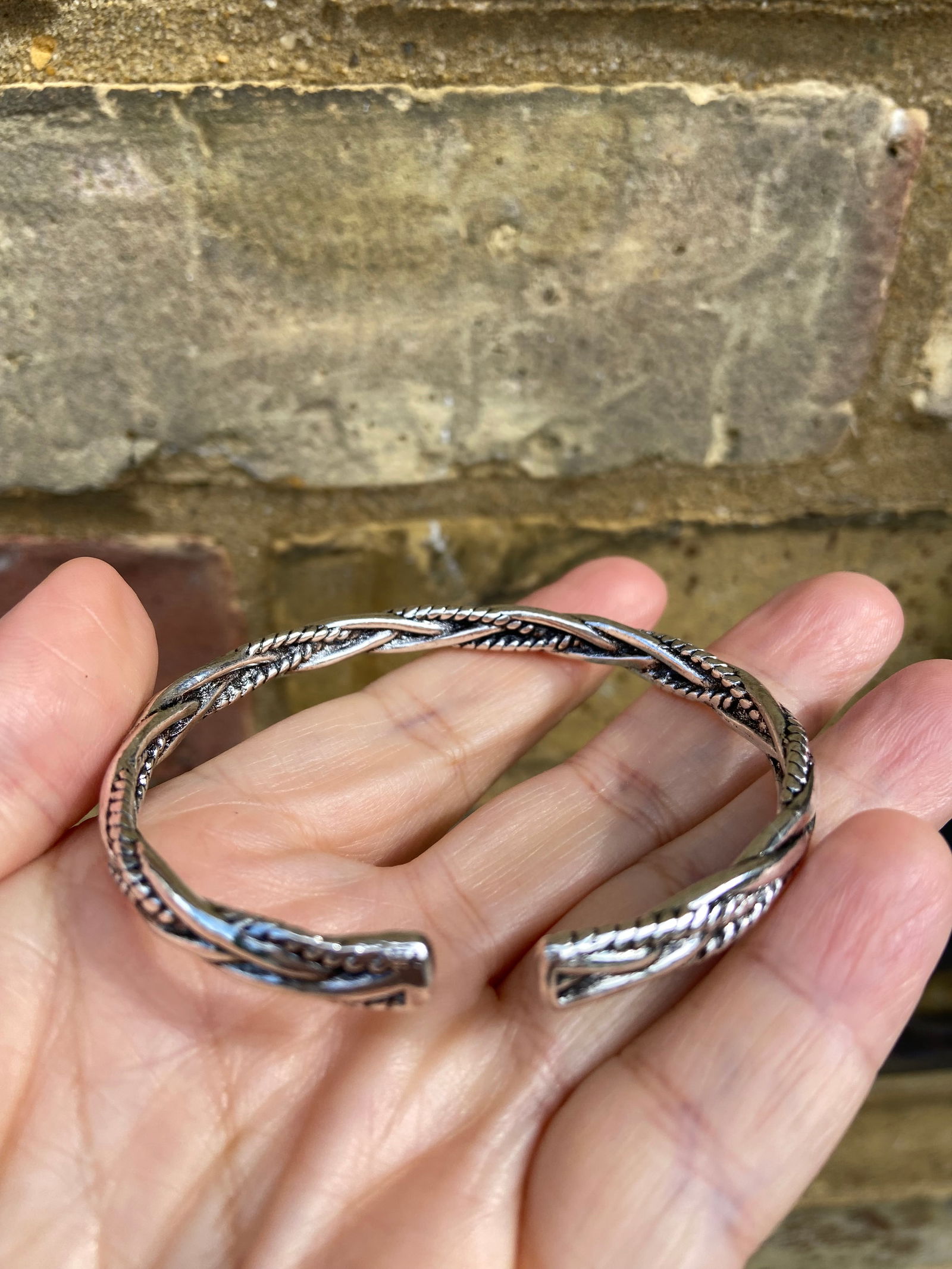 Interwoven Paths Bangle – Braided Titanium Steel - 2